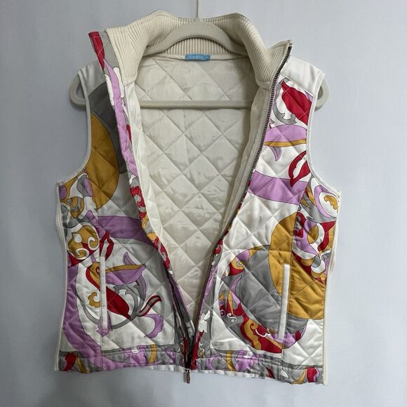 J. McLaughlin 100% Silk Floral Medallian Zippered Vest Sz M - Picture 5 of 13